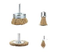 Brosse Metallique Perceuse Jeu de coupelles roue à tige foret brosse métallique, accessoire d'outil, élimination la rouille en métal, polissage(4Pcs)
