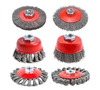 Brosse métallique pour meuleuse d'angle - Lot de 6 brosses de roue pour meuleuse d'angle M14 - Accessoires de polissage pour le travail du métal, l'élimination de la rouille, le nettoyage des soudures