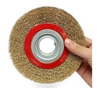 Brosse métallique ronde en acier inoxydable plaqué laiton, 1 pièce, for meuleuse d'établi, 100/125/150/200/250 mm(200mm)