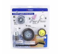 TIVOLY XT20252580200 - KIT de pulido y cepillado 7 piezas - Kit compuesto de 2 cepillos circulares 50 y 75 mm, vástago 6 mm, 1 cepillo de copa 50 m, 2 muelas ojiva y cónica, 1 cepillo manual