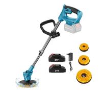Brosse Motorisée Télescopique, 800W Diam.125 mm, Brosse en Nylon avec 5 000rpm,Perche 90cm à 125cm, Livrée avec 3 Brosses,Compatible avec 21V,pour Plancher,Voiture,Fenêtre,Cuisine (2 Batteries)