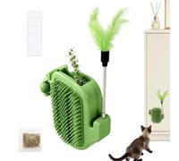 Brosse murale pour chat en forme de cactus avec boule d' à chat | Gratte-menton pour canapé, tapis, meubles, porte, dortoir, appartement, salon, maison