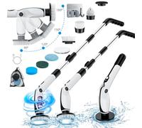 Brosse Nettoyage Electrique, Brosse de Nettoyage Electrique avec 4 Angles Réglables, 7 Têtes de Brosse, 3 Longueurs Réglables, 90 Min. d'Autonomie, 2 Modes de Vitesse, pour Salle de Bain, Sol, Voiture