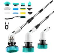 Brosse Nettoyage Electrique, Brosse de Nettoyage Multifonction 12-en-1 à TêTe Interchangeable, éTanche Ipx6, Manche TéLescopique 3 Positions, AdaptéE à La Salle De Bain/Cuisine/FenêTres (Blanc)