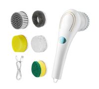 Brosse Nettoyage Électrique, Brosse Rotative Nettoyage avec 5 Têtes de Brosseremplaçables, Brossenettoyage Multifonction sans Fil et Étanche pour Les Coins, la Salle de Bain, Les Toilettes