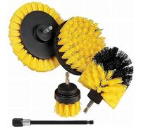 Brosse Nettoyage Perceuse 5 pièces, Brosse pour Voiture Carrelage Tapis Baignoire Cuisine Toilettes, Jaune