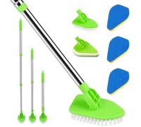 Brosse Nettoyage Salle de Bain 3 en 1, Brosse de Nettoyage de Douche Bain Rotative à 180° avec TéLescopique Manche de 95 cm de Long