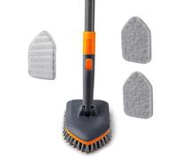 Brosse Nettoyage Salle de Bain,Effet Nettoyant 3 en 1, Comprenant Une Brosse à Poils, Un Tampon de Lavage et Un Tampon en Microfibre, pour Nettoyer Les Sols de La Salle de Bain, Les Carrelages