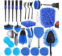 Brosse Nettoyage Voiture, 24pcs Kit Nettoyage Voiture Professionnel Brosse Perceuse Ave Pinceau Detailing Auto, Brosse Visseuse, Voiture Beauté Interieur Exterieur, Roue, Brosse Nettoyage