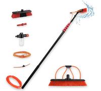 Brosse nettoyante Extensible 7m avec Eau à Pression pour fenêtres, Murs et Voitures, Manche télescopique, Balai avec Eau et Savon, nettoie plaques et Panneaux solaires