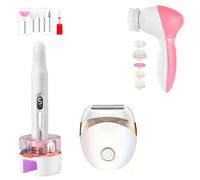 Brosse nettoyante exfolicante visage + ponceuse d'ongles manucure avec banc UV + Epilateur 2 en 1 / soyez sublime