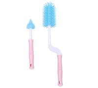 Brosse Nettoyante pour Biberons et Tétines, Kit Rotatif 360° Bleu | Éponge en Silicone Douce, Poignée Orientable, Rangement Suspendu, Nettoyage Rapide des Pièces de Tasse Couleur Aléatoire
