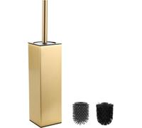 Brosse Or Brossér, Brosse Toilettes Wc Metal Incluant 2 Têtes De Brosse, Balai Wc Carré Autoportant Pour La Salle De Bains