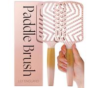 Brosse Paddle Professionnelle Lily England - Outil Premium de Démêlage et Coiffage pour Tous Types de Cheveux - Design Ventilé avec Prise Confortable - Élégante Couleur Brun