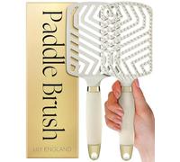 Brosse Paddle Professionnelle Lily England - Outil Premium de Démêlage et Coiffage pour Tous Types de Cheveux - Design Ventilé avec Prise Confortable - Élégante Couleur Ivoire