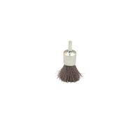 Brosse pinceau sur tige fil acier ondulé décapage dur bois/métal - D. 25 mm - Q. 6 x 17 mm - fil 0.30 - LEMAN - 320.025A