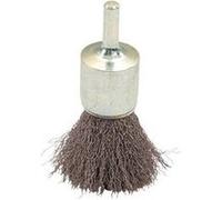 Brosse pinceau sur tige fil acier ondulé décapage dur bois/métal - D. 25 mm - Q. 6 x 17 mm - fil 0.30 - LEMAN - 320.025V