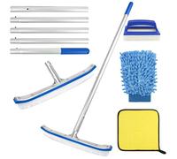 Brosse Piscine, Brosse de Nettoyage pour Piscine de 43 cm, Balai Piscine avec Barre en Aluminium Réglable en Longueur de 180cm, Kit Nettoyage Piscine de 5 Pièces pour Piscine, Spa, Baignoires, Murs
