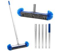 Brosse Piscine Ronde 43cm avec Poils Nylon Demi Spherique, Manche Aluminium Reglable 190cm, Brosse Nettoyage Ergonomique pour Parois Fond Escaliers Piscine Salle De Bain Terrasse Surface Exterieure