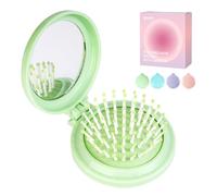 Brosse pliante RHOS avec miroir Compacte, portable et pliable pour les voyages, adapt e aux femmes, aux hommes et aux enfants (verte)