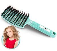 Brosse Poil de Sanglier [ 1 Brosse à Cheveux Turquoise en Poils de Sanglier ] Brosse a cheveux demelante, 100% Naturelle - Pour démêler en douceur ! (Turquoise)