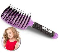 Brosse Poil de Sanglier [ Brosse à Cheveux Violette Paillettes en Poils de Sanglier ] Demêlant, 100% Naturelle - Pour démêler en douceur (Purple)