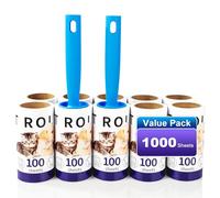 Brosse Poils Animaux 1000 Feuilles,Rouleau Anti-Peluches Extra adhésif pour Poils d'animaux, Vêtements, Poils de Chat, Poils de Chien (10 Rouleaux avec 2 dérouleurs)