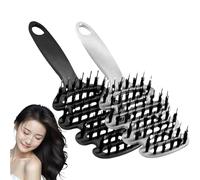 Brosse Poils Sanglier,Brosse Cheveux Poils De Sanglier Naturel,Brossé Massage Cuir Chevelu,Anti-Static Pour Cheveux Longs,Bouclés,Secs,Abîmés,Brossé à Chéveux Pour Nettoyage De La Barbe (Noir+Blanc)