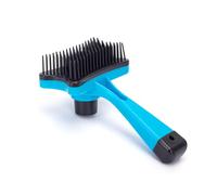 Brosse pour animaux de compagnie avec poils doux et ergonomiques, idéale pour enlever les poils lâches et réduire la perte de poils chez les chiens et les chats.