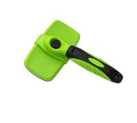 Brosse pour animaux de compagnie avec toilettage incurvé, Green | Épingles incurvées en acier inoxydable, toilettage des poils lâches et perdus, nettoyage par bouton-poussoir,