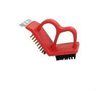 Brosse pour barbecue et ustensiles de cuisine avec tête bi-matière pour enlever les débris carbonisés des surfaces en fonte, en acier inoxydable et en émail