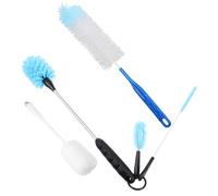 Brosse pour Biberon Portable 4 Pièces Acier Inoxydable et Pp Bleu | Nettoyage Complet, Rangement Pratique, Protège la Tasse, pour Biberons et Gobelets, Usage Maison