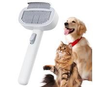 Brosse pour chat avec bouton de déverrouillage, brosses pour chats à poils longs, furminator pour chats, peigne pour enlever les poils morts des animaux domestiques (blanc)