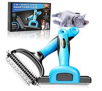 Brosse pour chat et chien, 2 en 1, pour poils moyens et longs, brosse professionnelle en acier inoxydable pour sous-poil de chats et chiens moyens à grands