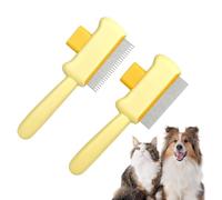 Brosse pour Chats Anti-puces à Dents Serrées, Lot de 2 Peigne Animaux Double Rangée pour Démêlage, Démêloir avec Poussoir et Lavable, pour Chien et Chat Toilettage