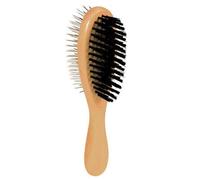 Brosse pour chien - Brosse bois ovale double face - poils nylon/métal avec pointes