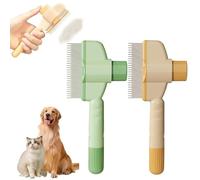 Brosse Pour Chien Et Chat à Poil Court Et Long - Peigne Anti-Puces Autonettoyant Pour Animaux De Compagnie (Vert + Rose)
