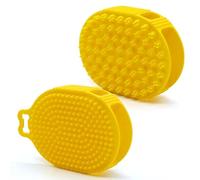 Brosse pour chien, poils courts, étrille en caoutchouc pour chiens et chats (jaune)