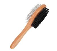 Brosse Pour Chien Pour Chiens À Poils Longs Brosses De Toilettage En Bois Double Face | Peigne De Perte En Acier Inoxydable, Massage, Épilateur De Poils D'animaux, Poignée Confortable | Brosse De Toil