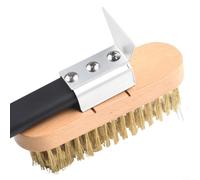 Brosse pour four à pizza avec poils en laiton et grattoir arrière, poignée en aluminium en deux parties pour une portée de nettoyage réglable