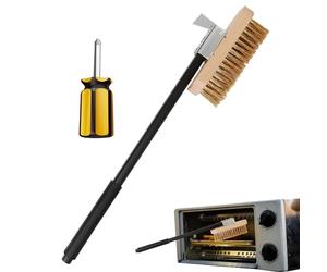 Brosse pour four à pizza - Brosse pour pierre à pizza en poils de laiton résistants à la chaleur, brosse de nettoyage des murs du four à pizza et grattoir Brosse à pizza - Brosse et grattoir pour four