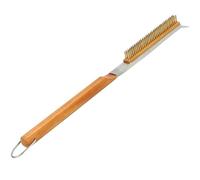 Brosse pour four à pizza de 66 cm avec grattoir à pierre - Poils doux en cuivre sans danger pour les pierres, manche extra long - Compatible avec les fours Ooni, Gozney, Solo Stove, Blackstone