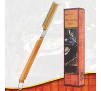 Brosse pour Four à Pizza en Fil de Cuivre avec Grattoir - Outil de Nettoyage pour Pierre à Pizza et BBQ, Manche en Bois, Accessoire de Cuisine pour Four à Pizza