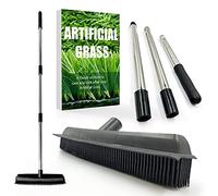 Brosse pour gazon artificiel Astro - Poils en caoutchouc souple et manche en acier inoxydable à 3 sections - Râteau en caoutchouc + guide d'entretien gratuit (français non garanti)
