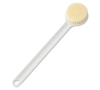 Brosse pour le corps à long manche - Brosse double face pour le dos avec tête amovible, poils doux et côté exfoliant pour douche et bain (blanc cassé (touffeté)
