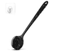 Brosse pour le dos avec long manche - Brosse de douche en silicone double face - Massage et exfoliation - Brosse de bain ergonomique pour les personnes âgées, hommes et femmes - Aide à la crème avec 1