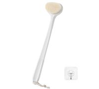 Brosse pour le dos pour douche - 43,2 cm de long manche - Pour homme et femme - Poils moyennement durs - Pour le dos et les pieds - Brosse de douche - Blanc
