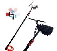 Brosse pour Le Nettoyage des Vitres, Brosse Hydro TéLescopique avec Raclette, pour Le Nettoyage des Panneaux PhotovoltaïQues Et Solaires/Perche De 12 M/TêTe De Brosse De 50 Cm,12M/39FT