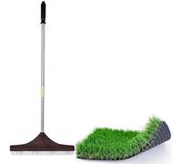 Brosse Pour Peigner Gazon Artificiel-Tapis,Manche Télescopique De 122 Cm,Manche En Acier Résistant,Gazon Artificiel,Râteau De Jardin,Marron