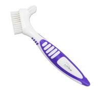 Brosse pour prothèse dentaire ~ Poignées en caoutchouc, poignée facile à tenir, tête à double poils (violet, taille unique)